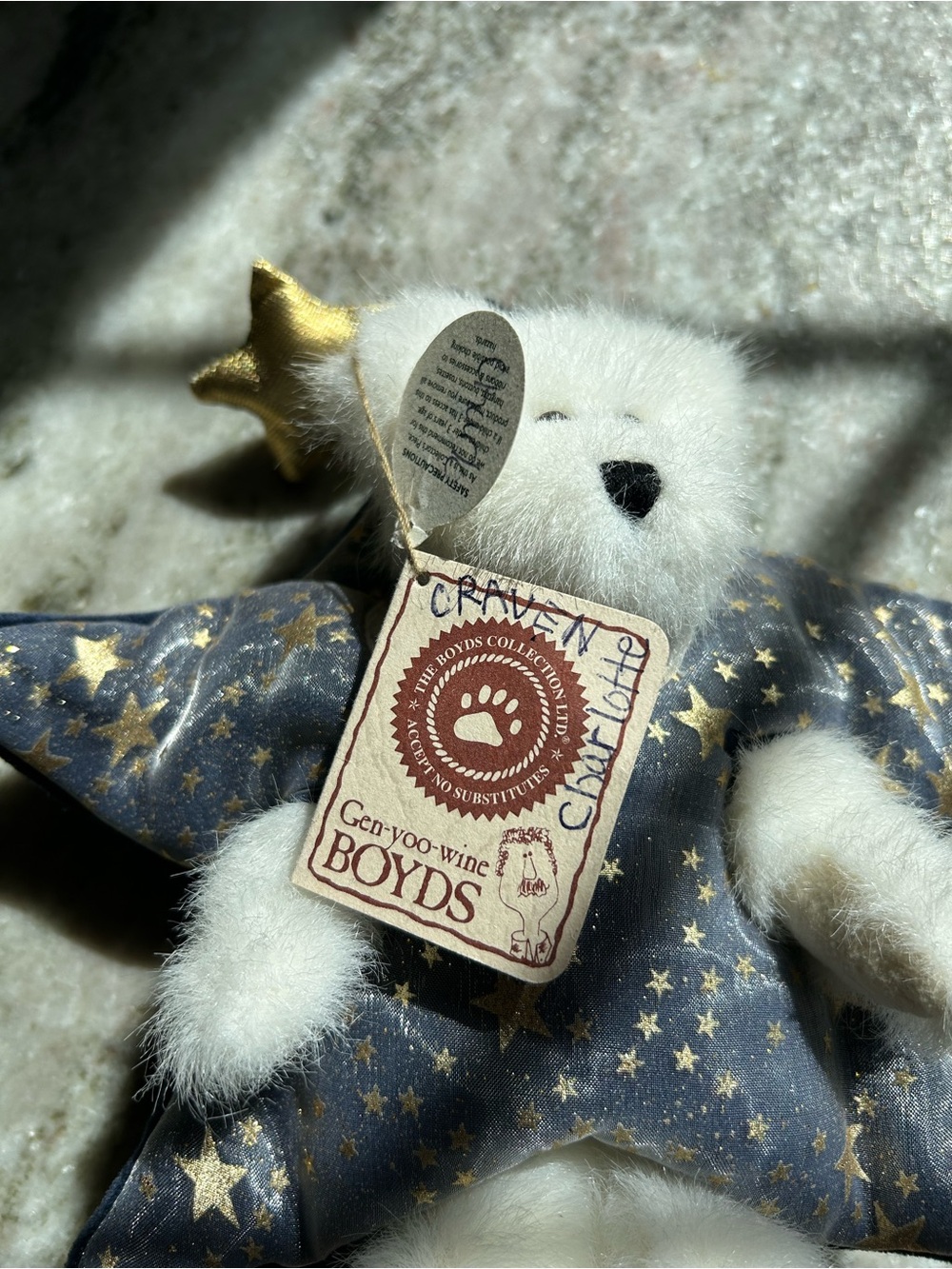 Boyds Bear Starry Bear Plush  - Gold Star Accent